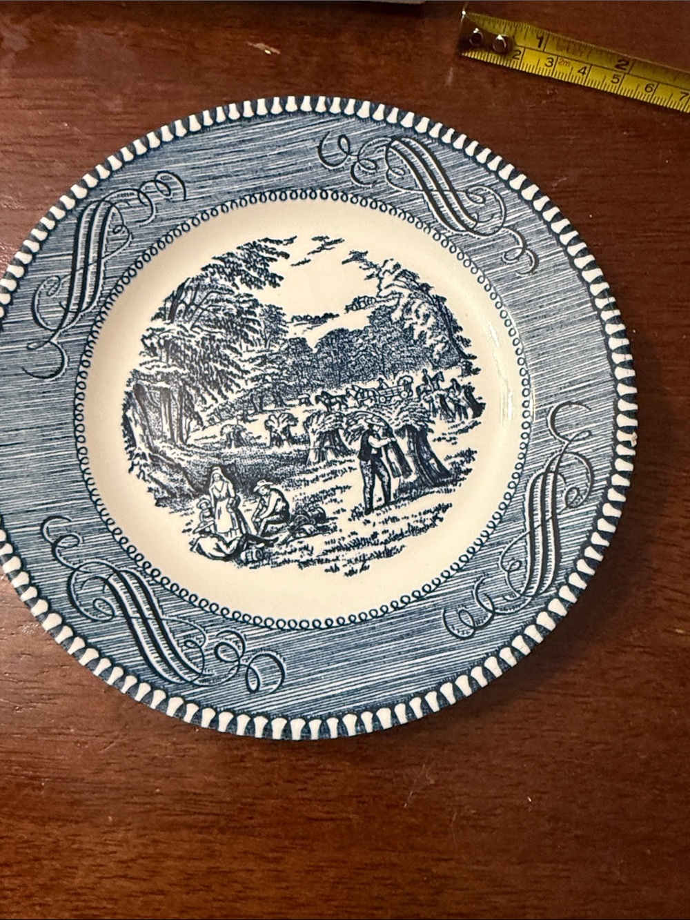 Blue and White Scenic Ceramic vintage bread and butter plate